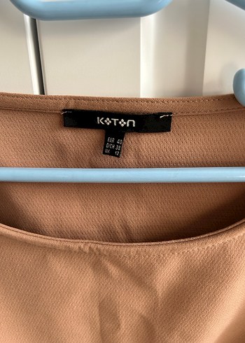 Koton Bej Siyah Kemerli Midi Elbise