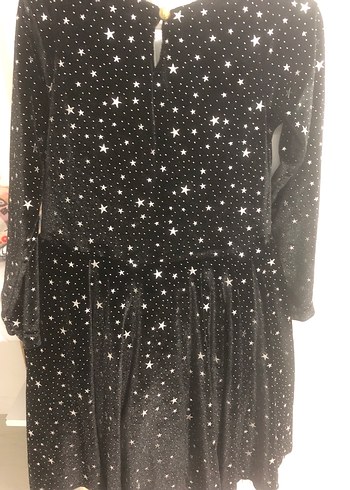 Kız Çocuk Uzun Kollu Simli Siyah Elbise - Görsel 3