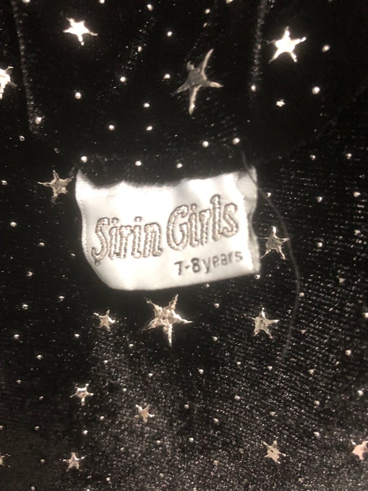 Kız Çocuk Uzun Kollu Simli Siyah Elbise - Görsel 4