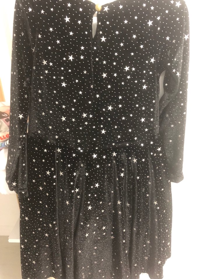 Kız Çocuk Uzun Kollu Simli Siyah Elbise - Görsel 3