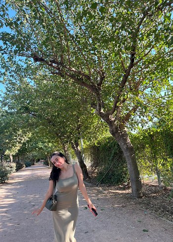 Askılı Keten Kumaş Uzun Elbise - Görsel 2