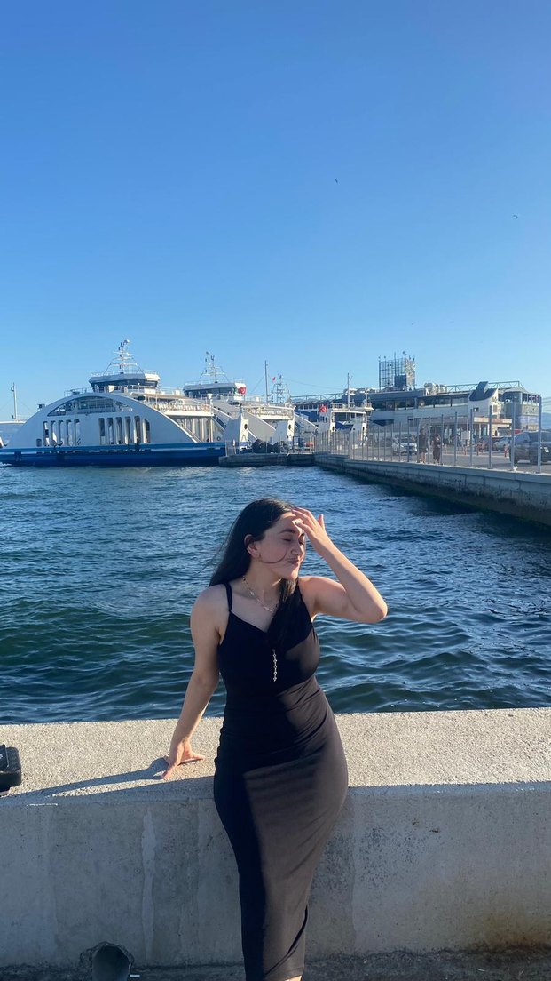 Siyah Uzun Drapeli Kadın Elbise - Görsel 2