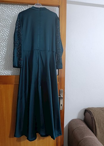 Nakışlı Lacivert Uzun Abiye Elbise - Görsel 5