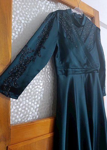 Nakışlı Lacivert Uzun Abiye Elbise - Görsel 2