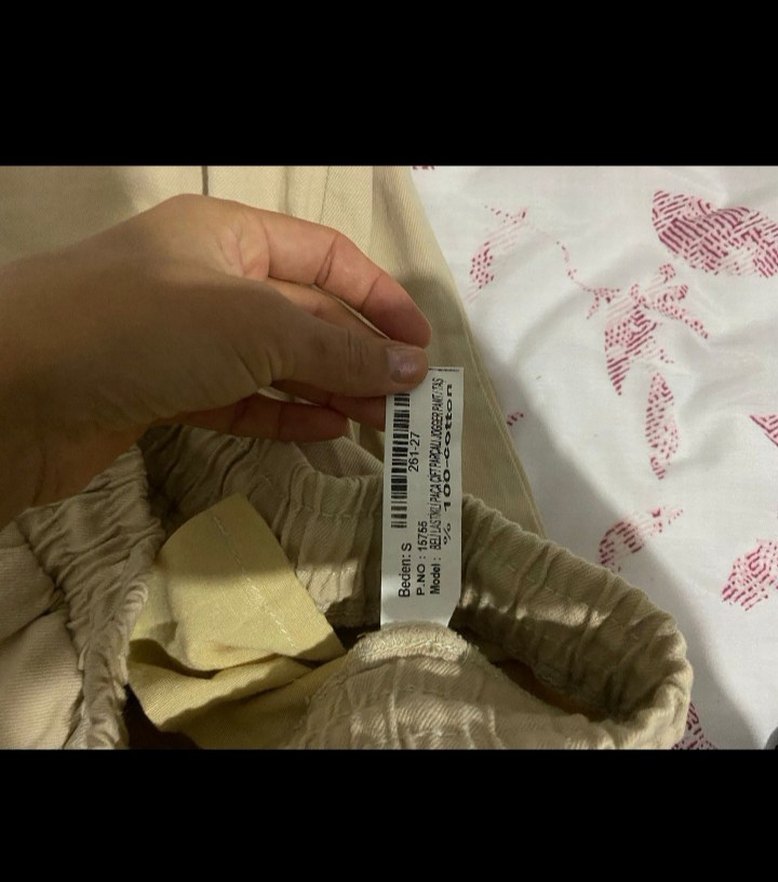 Bej Keten Rahat Kesim Kadın Pantolon - Görsel 3