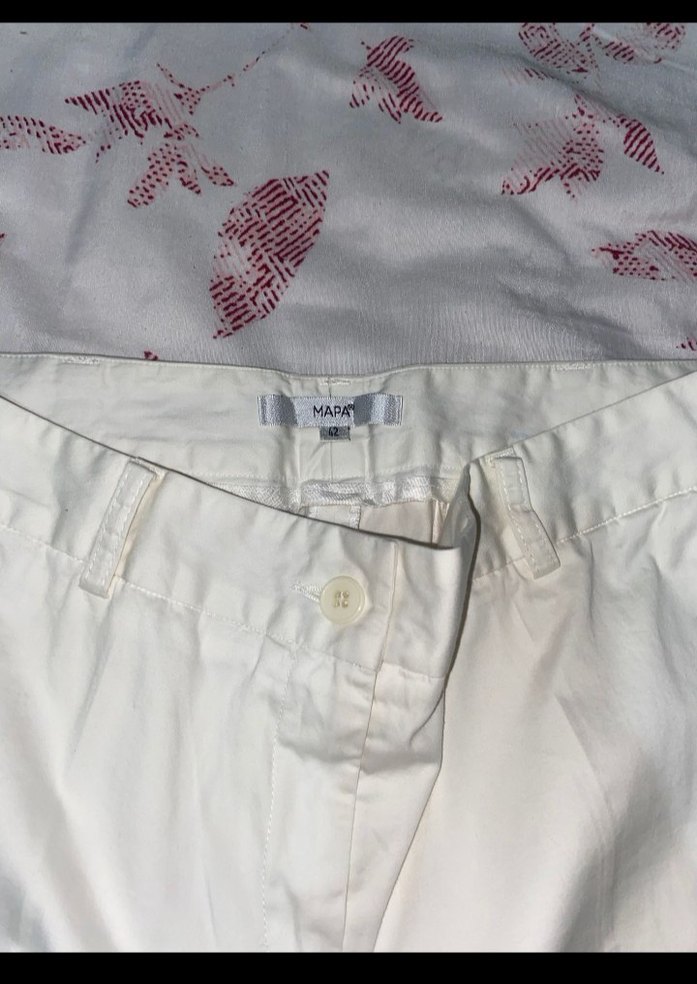 Kadın Beyaz Midi Pamuk Kumaş Pantolon - Görsel 2