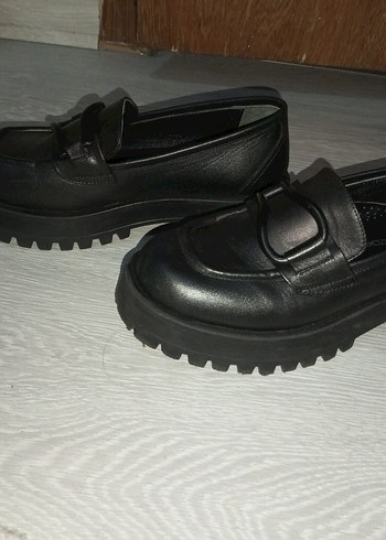 Siyah Platform Topuklu Kadın Loafer Ayakkabı - Görsel 3