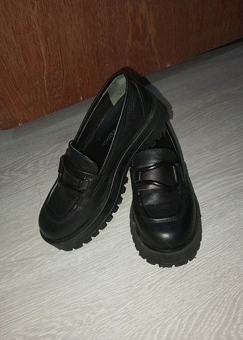 Siyah Platform Topuklu Kadın Loafer Ayakkabı - Görsel 2