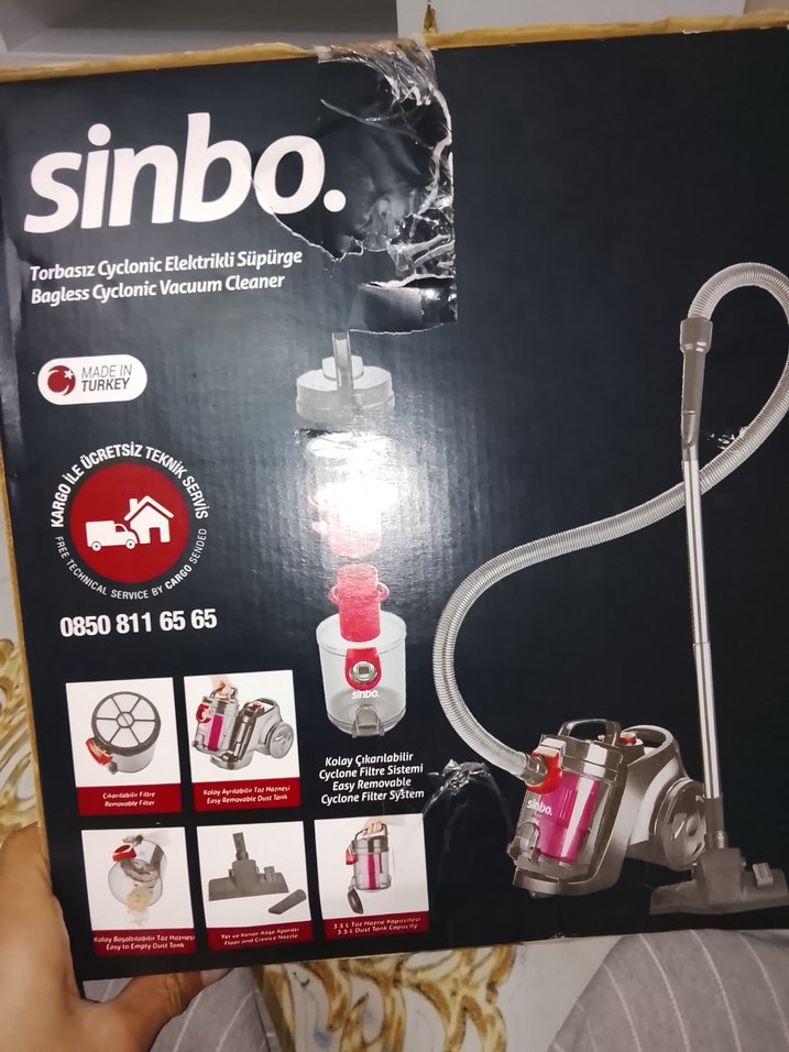 Sinbo Kırmızı Toz Torbasız Elektrikli Süpürge - Görsel 2