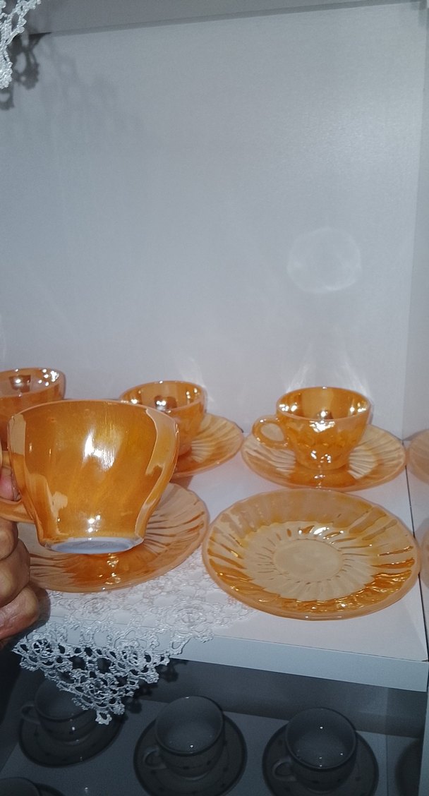 Sarı Vintage Cam Fincan Takımı - Görsel 2