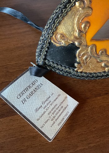 Sertifikalı İtalya DI GARANZIA Mestre Kasabası el yapımı maske. - Görsel 4