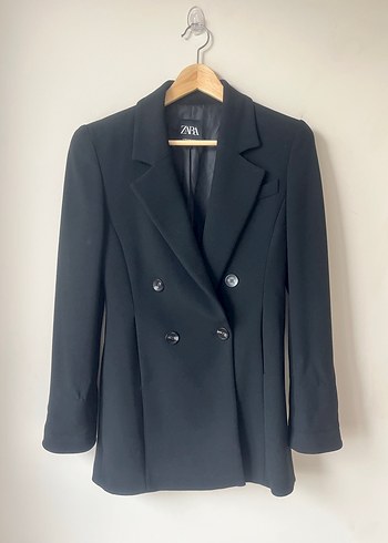 ZARA Siyah Kadın kruvaze Blazer Ceket