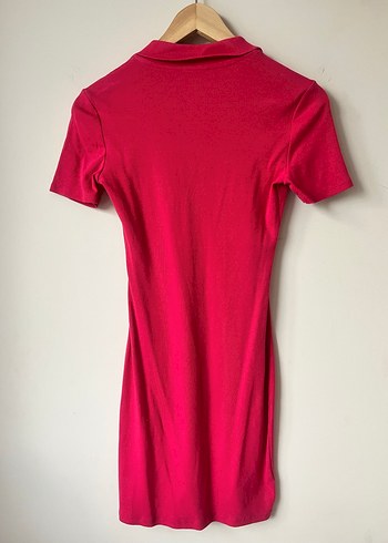 Zara ZARA Polo Yaka Kısa Kollu Pembe mini Elbise