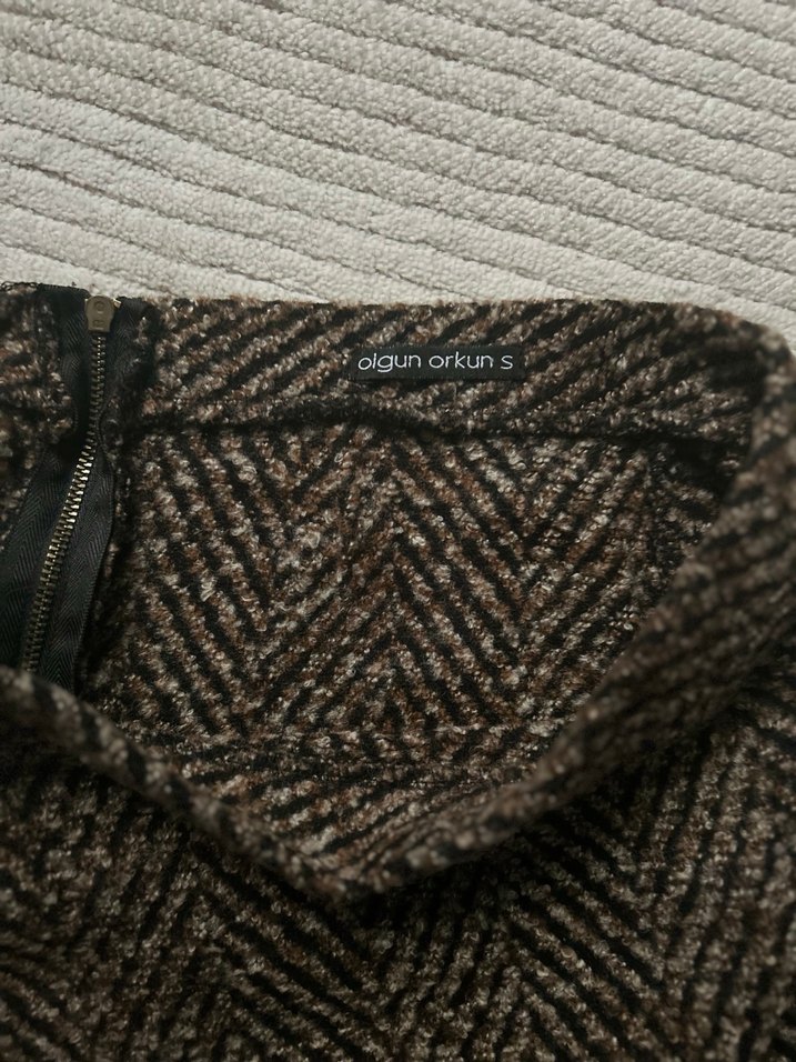 Bohem Kahverengi Mini Etek Vintage - Görsel 2