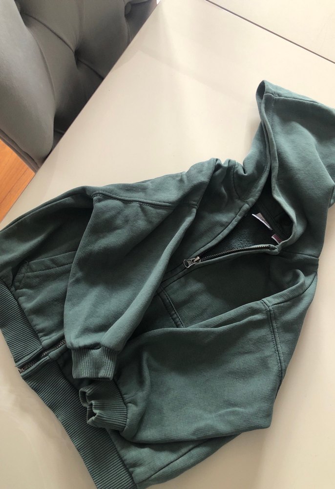 Kız Çocuk Kapüşonlu Fermuarlı Gri Sweatshirt - Görsel 3