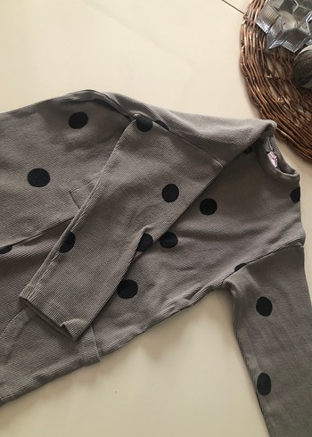 Gri Puantiyeli Uzun Kollu Bebek Tulumu - Görsel 3