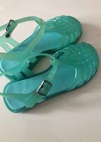 Turkuaz Tokalı Kız Çocuk Sandaletleri - Görsel 2