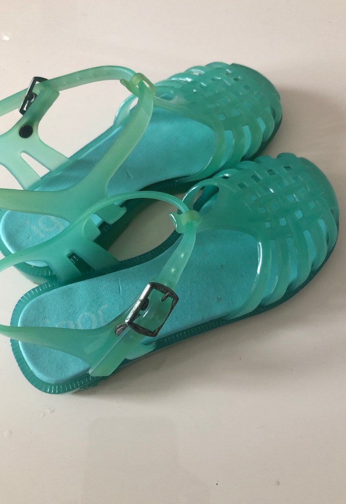 Turkuaz Tokalı Kız Çocuk Sandaletleri - Görsel 2