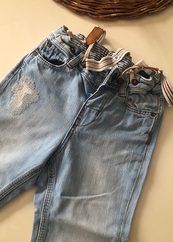 Erkek Çocuk Mavi Denim Kemerli Pantolon - Görsel 2