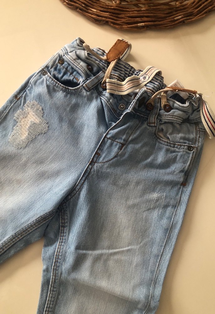 Erkek Çocuk Mavi Denim Kemerli Pantolon - Görsel 2