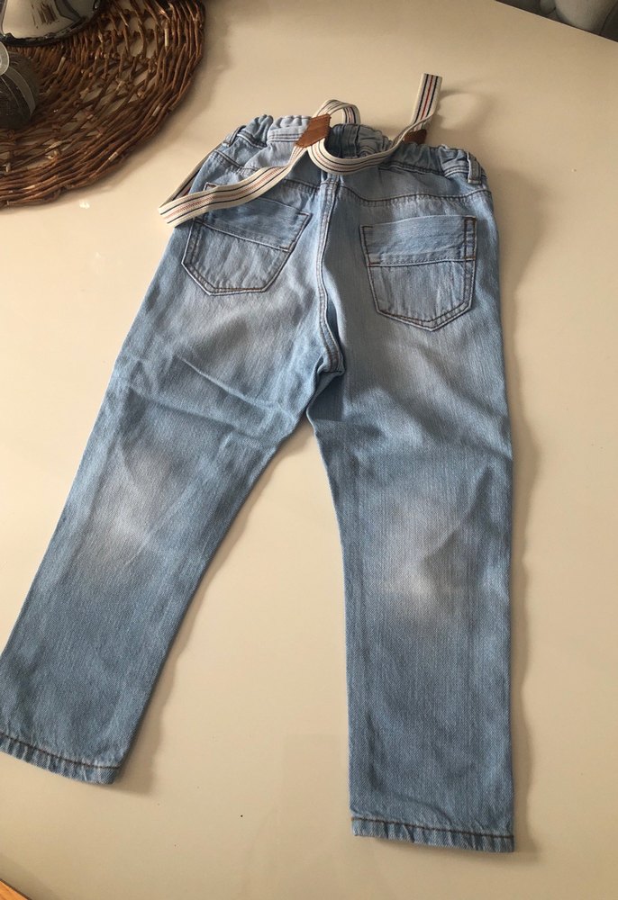 Erkek Çocuk Mavi Denim Kemerli Pantolon - Görsel 4