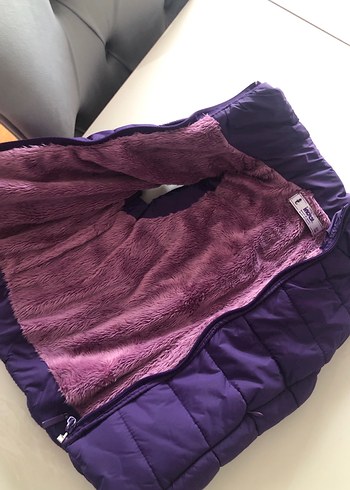 Mor Fermuarlı Yumuşak Dokulu Kız çocuk yelek - Görsel 3