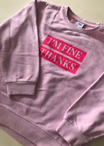 Kızlar için Pembe Baskılı Sweatshirt - Görsel 2