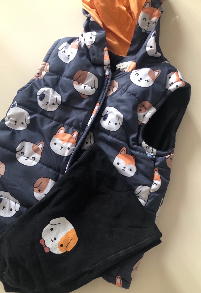 Kapüşonlu, Kürklü, Baskılı Erkek Çocuk Yelek - Görsel 2