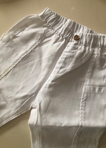 Beyaz Keten Erkek Çocuk Bol Pantolon - Görsel 2