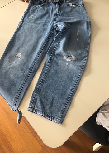 Kız çocuk mavi Bol Kesim Denim Jean - Görsel 2