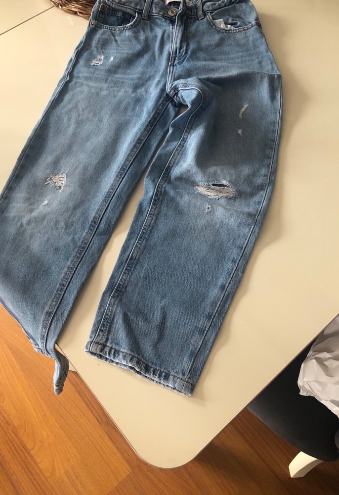 Kız çocuk mavi Bol Kesim Denim Jean - Görsel 2