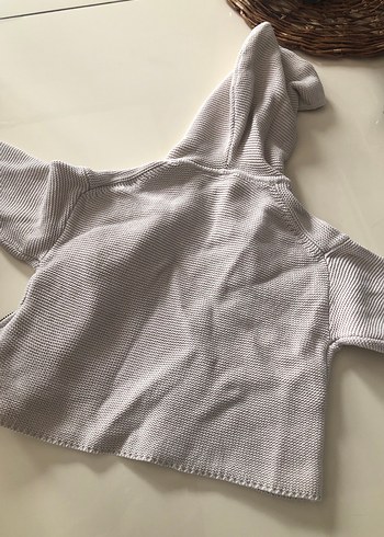 Kız Çocuk Kapüşonlu Bej Triko Ceket - Görsel 3