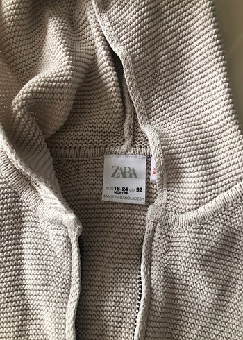 Kız Çocuk Kapüşonlu Bej Triko Ceket - Görsel 2