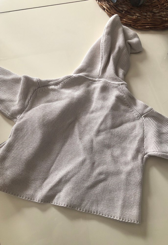 Kız Çocuk Kapüşonlu Bej Triko Ceket - Görsel 3