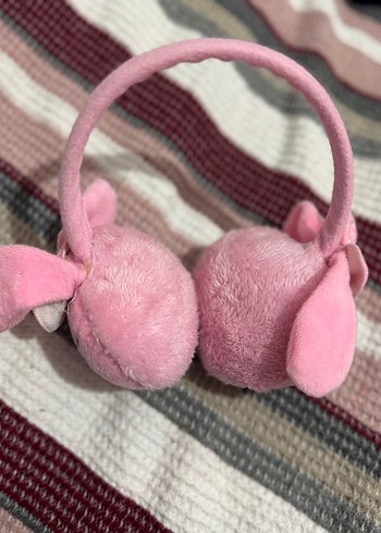 Pembe Fiyonklu Peluş Kulaklık - Görsel 3