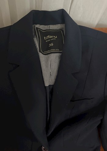 Lacivert Düğmeli Kadın Blazer Ceket - Görsel 3