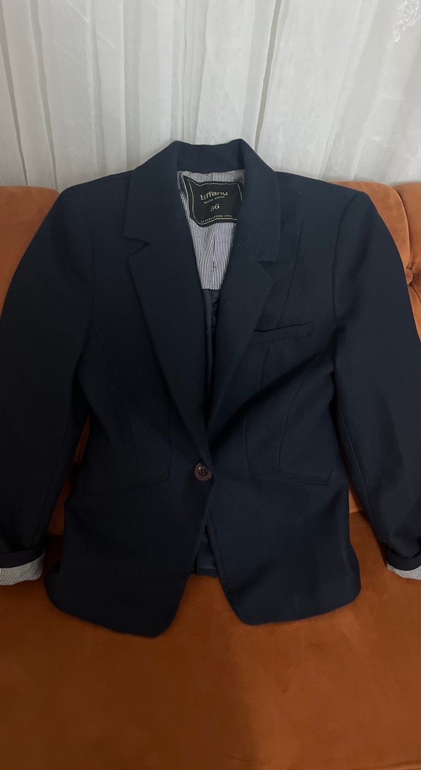 Lacivert Düğmeli Kadın Blazer Ceket - Görsel 2