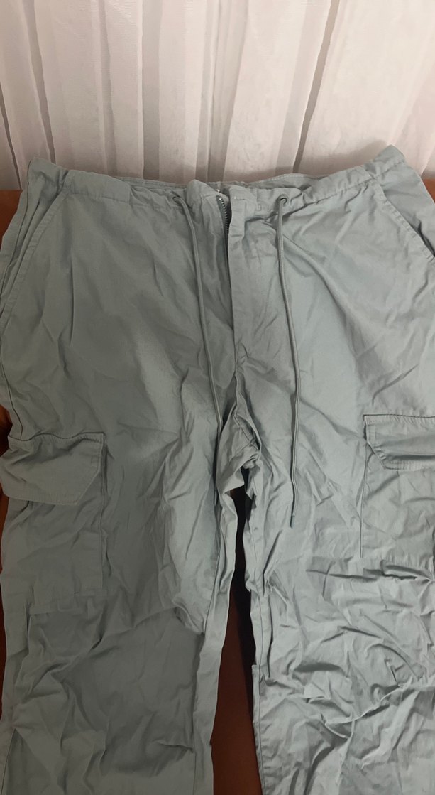 Su yeşili Belden Kemerli Kadın Keten Pantolon - Görsel 2