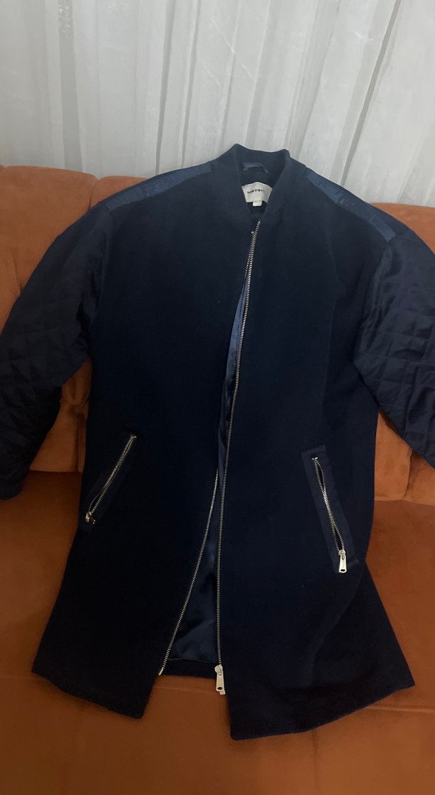 Lacivert Kadın Midi Kaşe kaban - Görsel 5