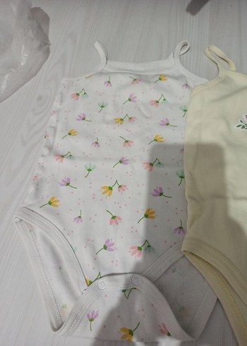 Bebek Kız Askılı Body Seti 3'lü Pastel Renkler - Görsel 2