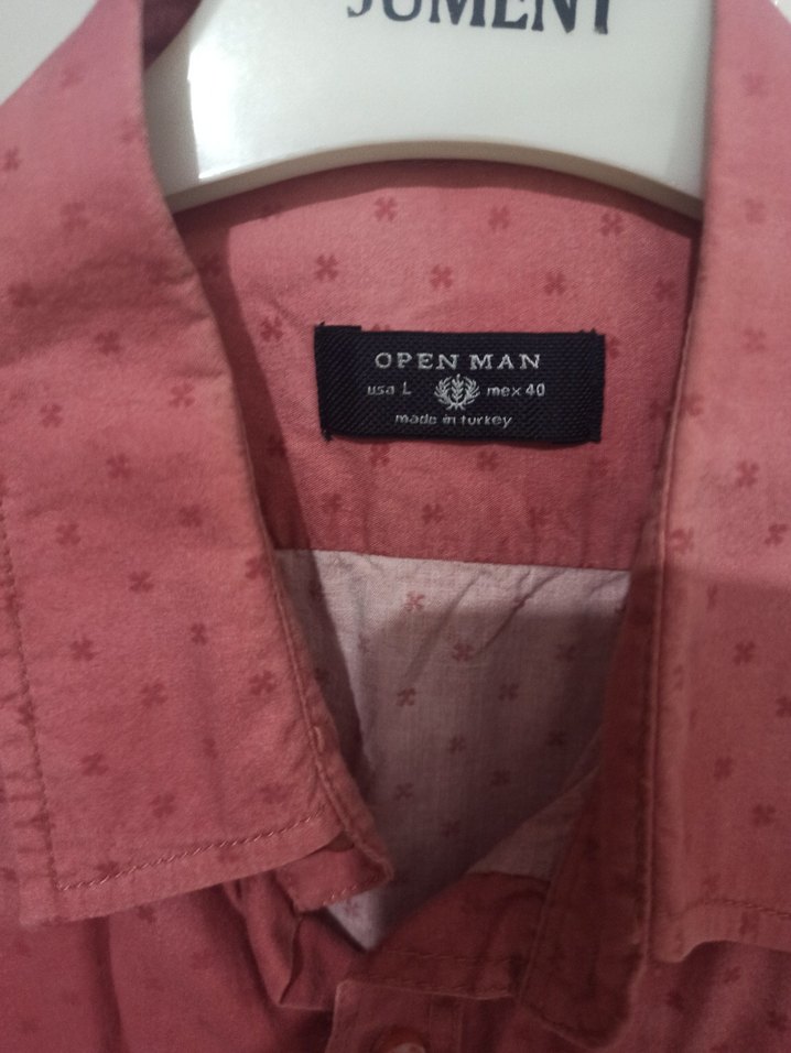 Uzun Kollu Pembe Batik Desenli Erkek Gömlek - Görsel 3