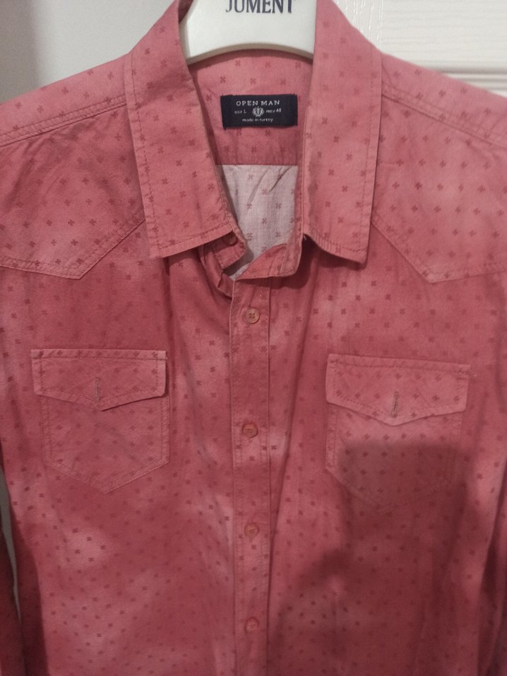 Uzun Kollu Pembe Batik Desenli Erkek Gömlek - Görsel 2