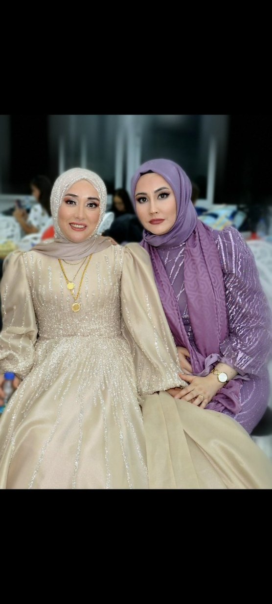 Uzun Kollu Yüksek Yakalı İşlemeli Abiye Elbise - Görsel 3