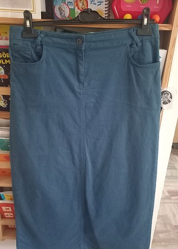 Petrol mavisi Düğmeli Kadın Kot Pantolon - Görsel 5