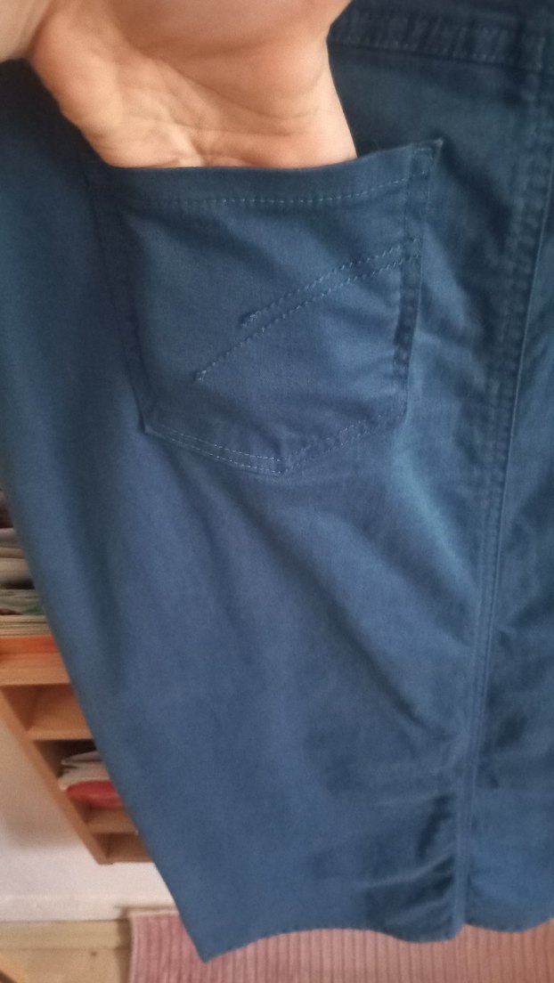 Petrol mavisi Düğmeli Kadın Kot Pantolon - Görsel 4