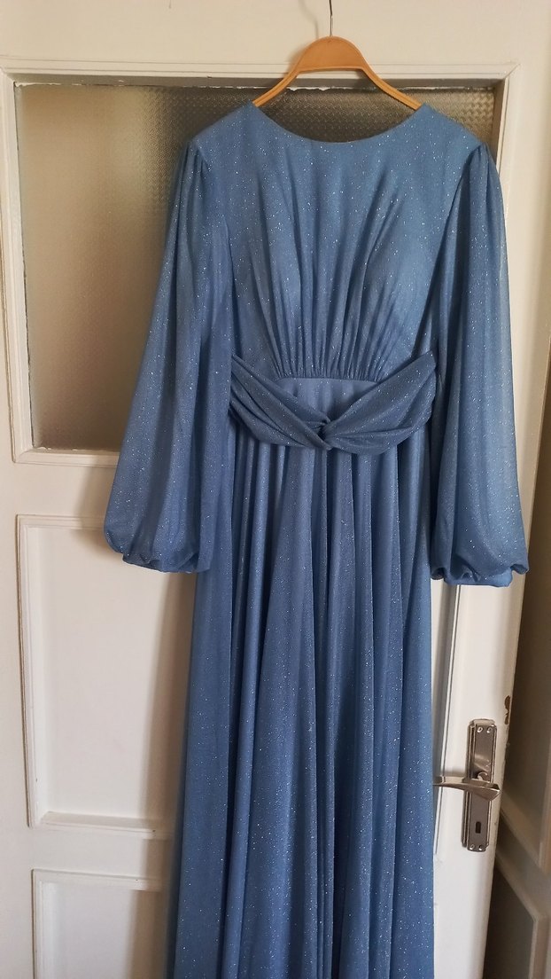 Drapeli Uzun Kadın Abiye Elbise - Görsel 2