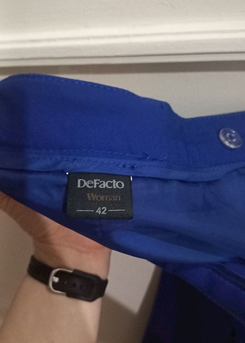 Kadın Mavi Regular Fit Kumaş Pantolon - Görsel 4