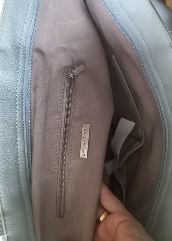 DAVİDJONES MARKABuz mavisi Yılan Desenli  Püsküllü Kadın Çanta - Görsel 3