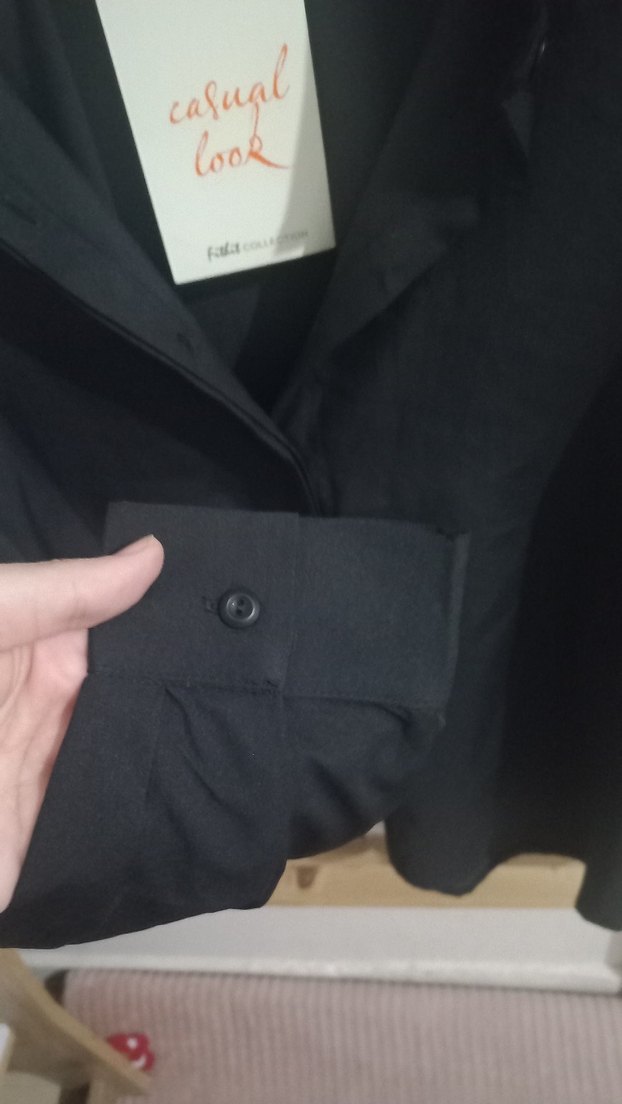 Siyah Uzun Kollu Kadın Gömlek - Görsel 2