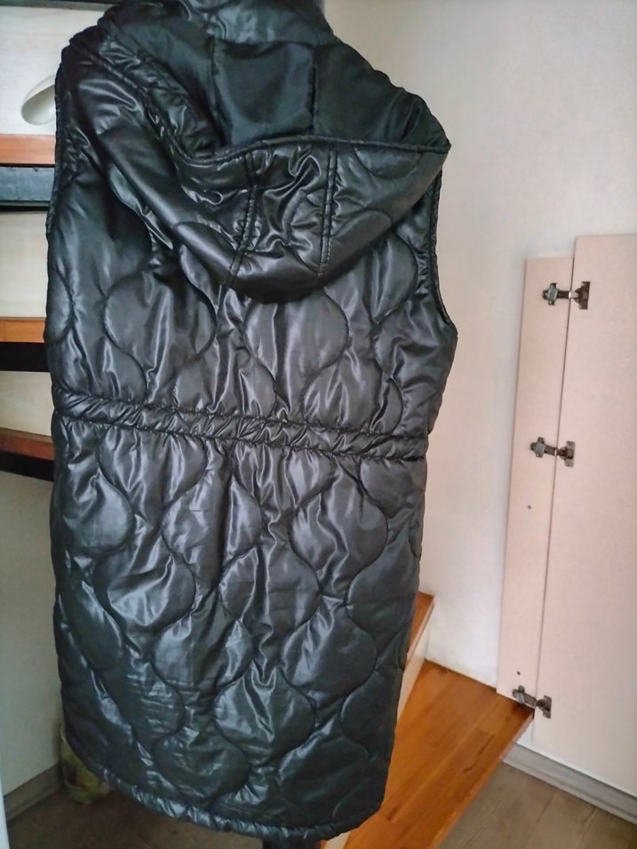 Siyah Deri Midi Yelek - Görsel 2